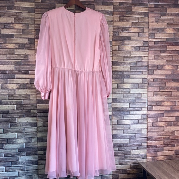 Vintage Pink Chiffon Dress by Nah Nah Collection Size 14 - Picture 2 of 8